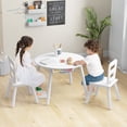 thumbnail image 3 of Costway Ensemble Table Ronde en Bois pour Enfants et 2 Chaises avec Rangement Central en Maille Blanc, 3 of 10