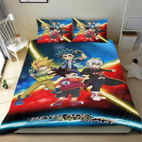 3 Piece Bedding Set For Beyblade Burst Comforter Cover Set Cute Duvet Cover Sets Super Soft Teens Bedding Set Kids Bedroom Gifts,1 Duvet Cover with 2 Pillowcases Twin