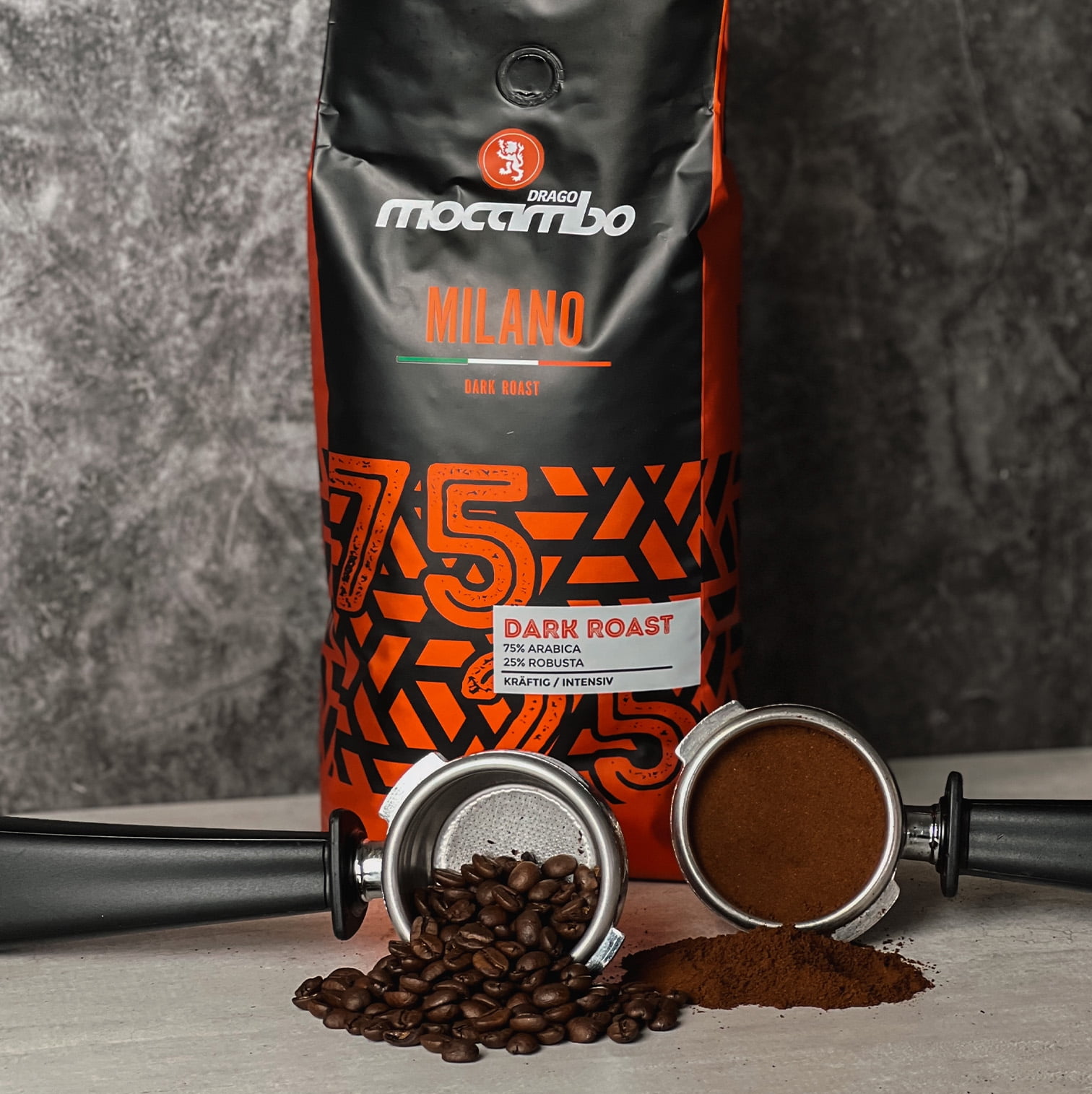 Caffé Milano, Whole Bean Coffee, Dark Roast, 2.2 Pound, 75% Arabica 25% Robusta, Premium Italian Coffee