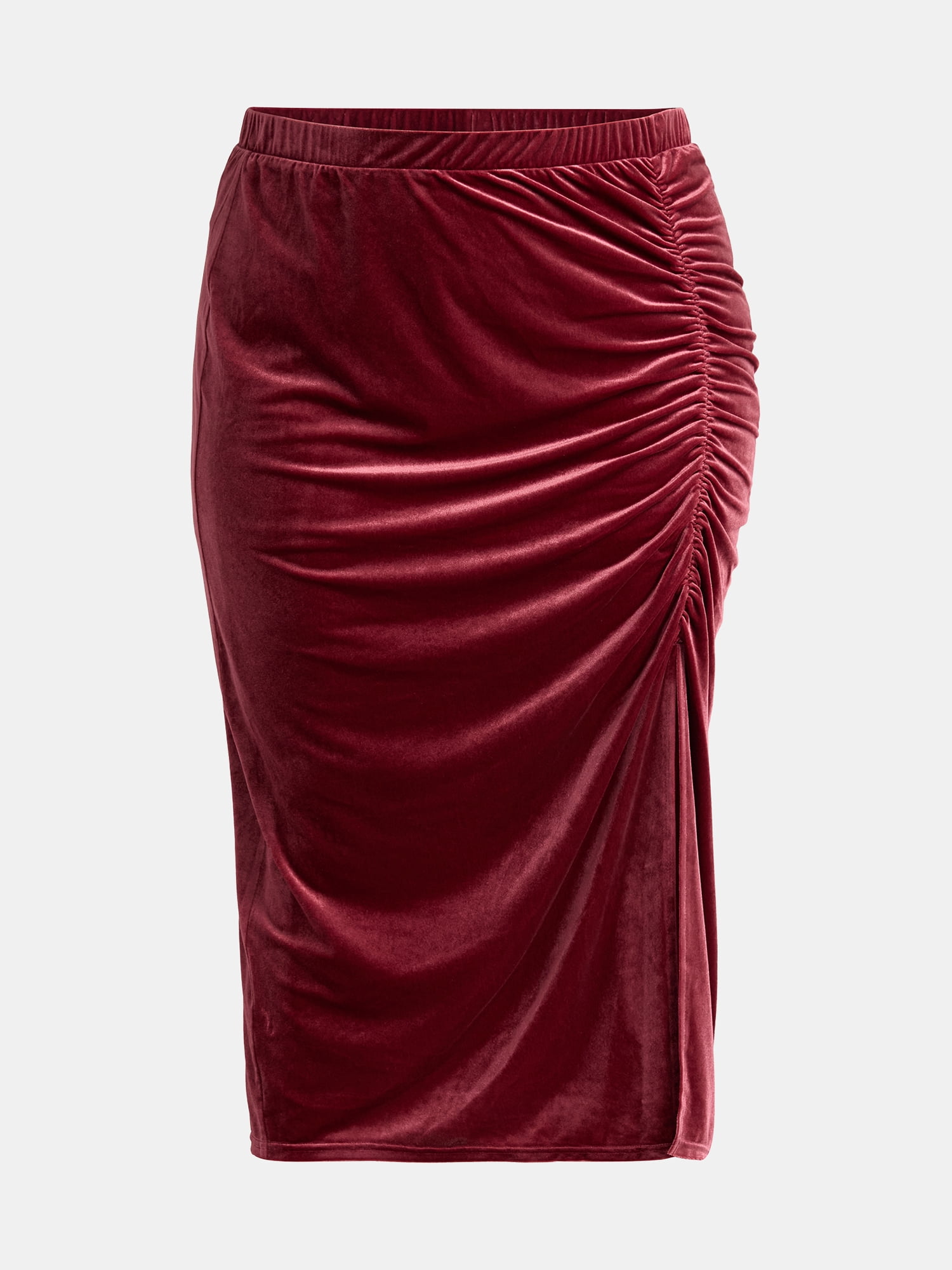 Terra & Sky Women's Plus Velvet Midi Skirt, Sizes 0X-5X
