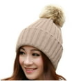 thumbnail image 4 of Holloyiver Women Winter Warm Knitted Cute Rabbit F-ur Ball Yarn Hat, 4 of 5