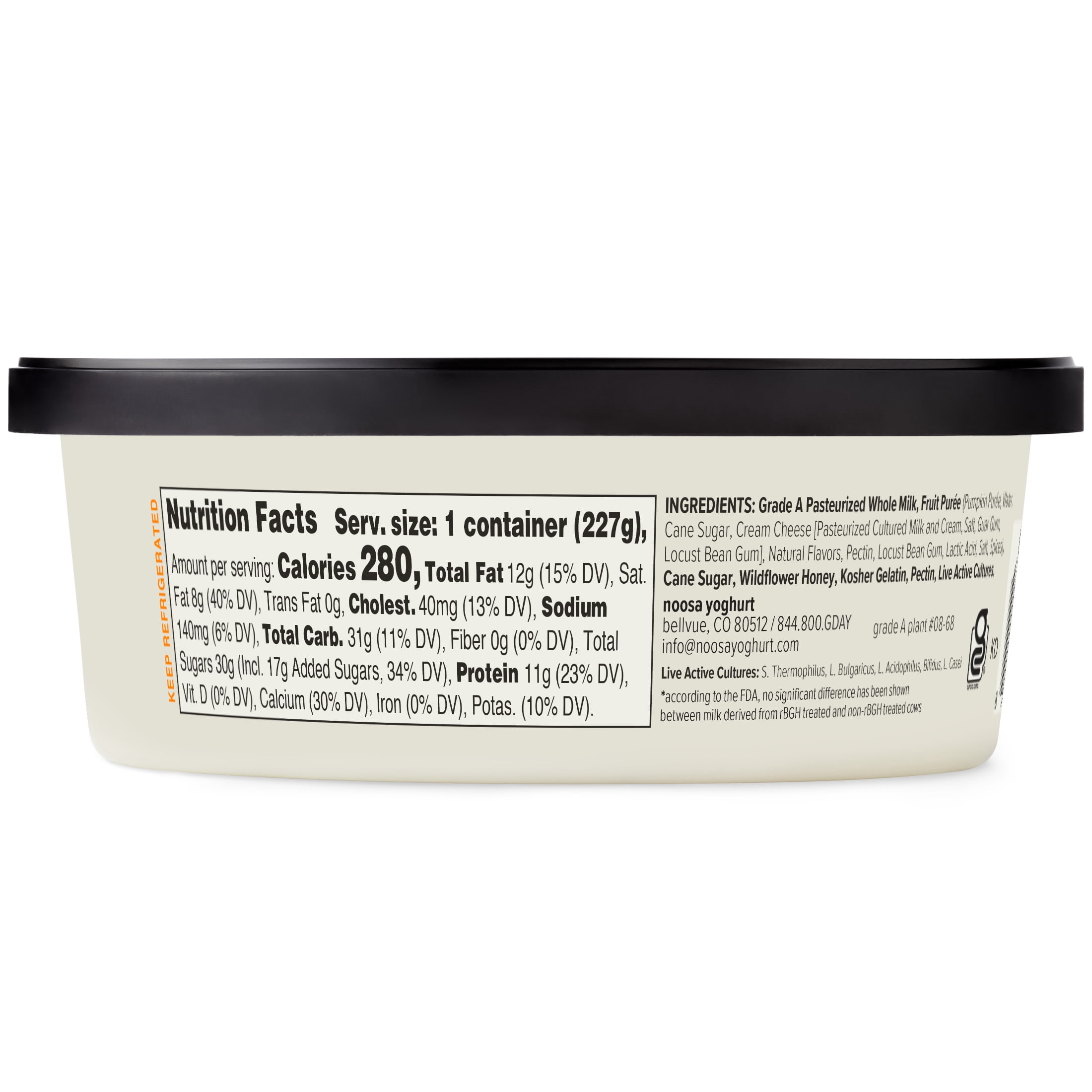 Noosa Yoghurt, Whole Milk Yogurt, Velvety Smooth & Creamy, Pumpkin, 8 oz Tub