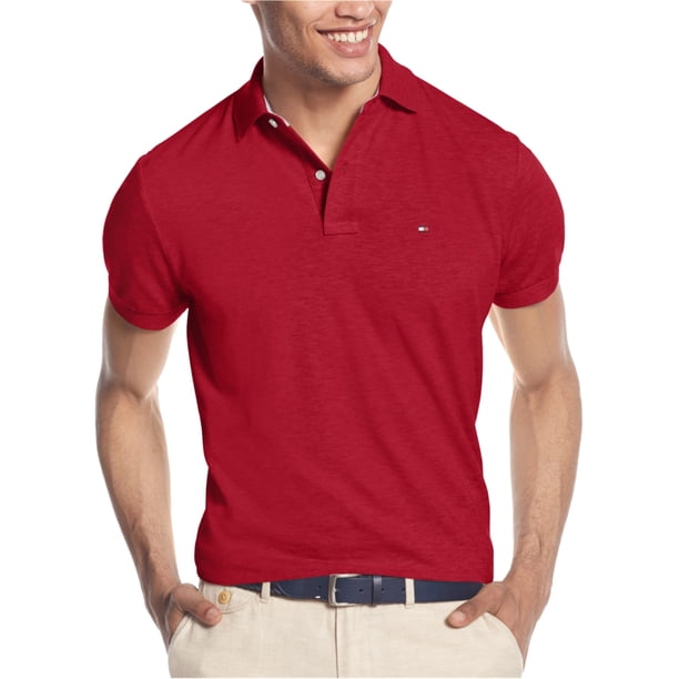Polo de rugby Tommy Hilfiger para hombre, ajuste clásico, rojo, grande