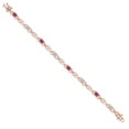 thumbnail image 3 of Gem Stone King 18K Rose Gold Plated Silver Pink Mystic Topaz and Lab Grown Diamond Bracelet for Women | 4.01 Cttw | Gemstone November Birthstone | Oval 6X4MM | Length 7.25 inches, 3 of 6