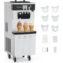 EastVita Commercial Ice Cream Machine, 4.7-5.8Gal/H Soft Serve Machine, 1200W Countertop Soft Serve Ice Cream Yogurt Machine with 7L Hoppers &1.8L Cylinders for Party Restaurant Snack Bar