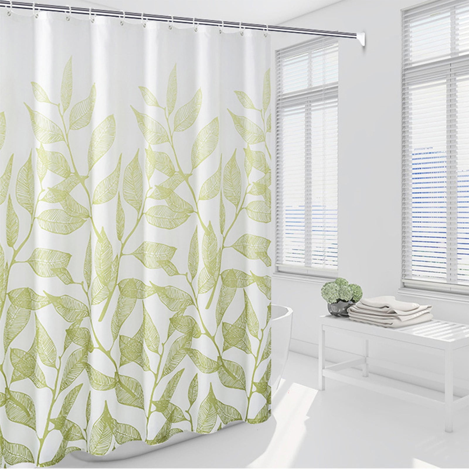 No Hooks Needed Shower Curtain with Snap in Liner, Thick Waffle Weave with Removable Liner for Bathroom Hotel Grade, Mesh Top Window, Machine Washable-31.49*78.74 inch
