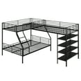 thumbnail image 6 of Harper & Bright Designs Metal Triple Bunk Bed, L Shaped Bunk Bed for 3, Heavy-Duty Steel Frame Twin Over Full Bunk Bed and Twin Size Loft Bed with Four Built-in Shelves, Black, 6 of 9