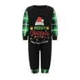 thumbnail image 2 of Hirigin Family Matching Christmas Pajama Set, Letter Print Long Sleeve Tops Plaid Elastic Waist Pants, 2 of 8