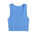 thumbnail image 1 of Besolor Crop Tops for Women Plunge Neck Sleevless Ribbed Basic Shirts Summer Tank Tops for Yoga Workout Sports, 1 of 3