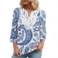 thumbnail image 6 of Royisotas 3/4 Length Sleeve Womens Tops Boho V Neck Lace Shirt Trendy Blouses Dressy Casual Vacation Shirts S-2XL, 6 of 9