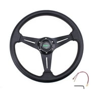 RASTP Black Aluminum 14inch Racing Steering Wheel 350mm Deep Dish 6 Bolt with Horn Button STW019