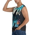 thumbnail image 3 of Xecao Artistic Moon Valley Wolf Print Men's Tank Top: Sleek Sleeveless Tee for Casual Sports and Beach Occasions-Small, 3 of 7