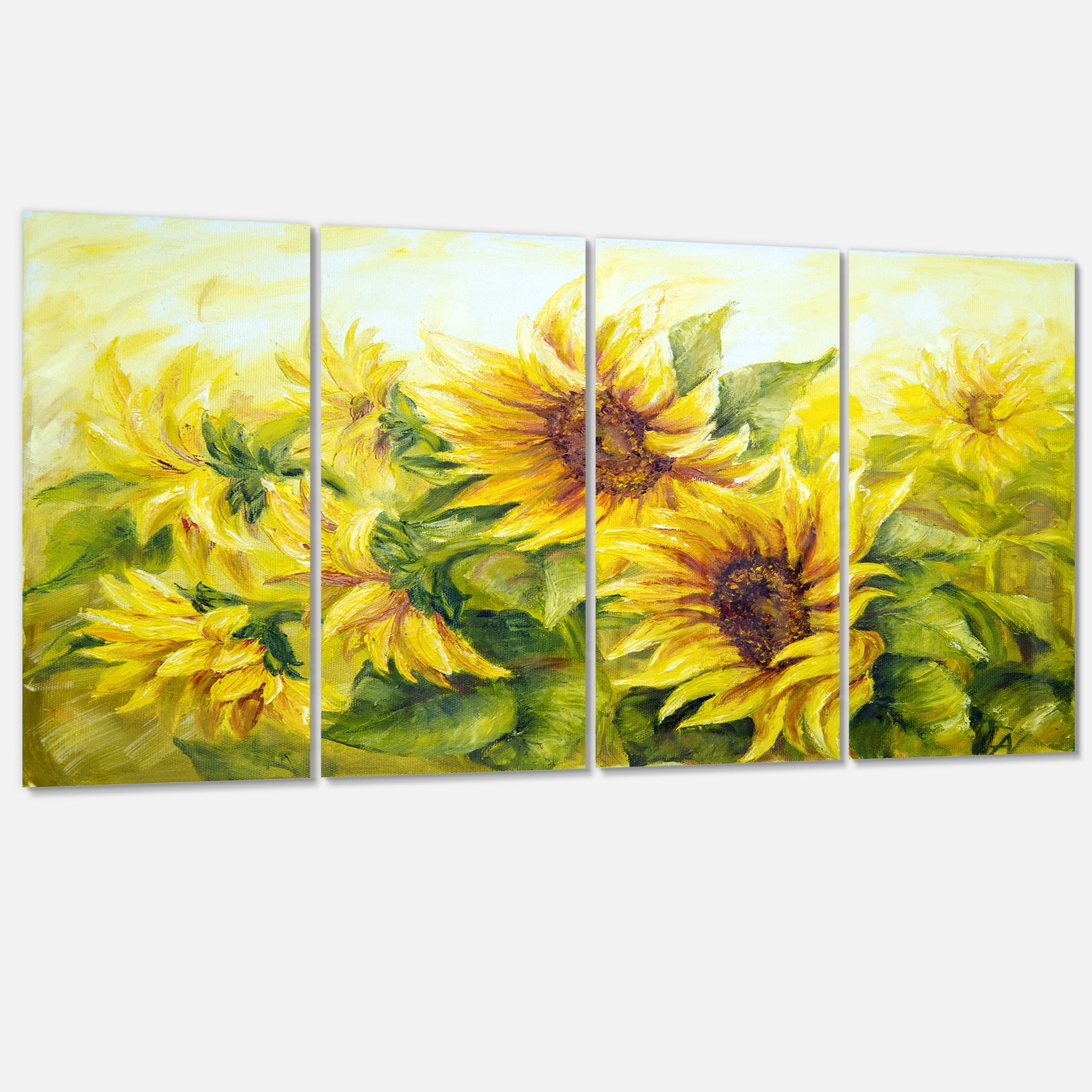 Designart 'Bright Yellow Sunny Sunflowers ' Floral Painting Canvas