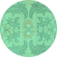 thumbnail image 1 of Ahgly Company Indoor Round Abstract Turquoise Blue Modern Area Rugs, 5' Round, 1 of 4