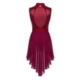 thumbnail image 4 of Kaerm Womens Sparkly Sequins Sleeveless Mock Neck See-through Mesh Hollow Back Flowy Leotard Dress Wine_Red L, 4 of 7