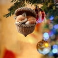 thumbnail image 3 of romoty 3D Resin Sleeping Red Fox Christmas Tree Ornament, Woodland Fox in Acorn Nut Shell Hanging Figurine for Holiday Home Decor, 3 of 6