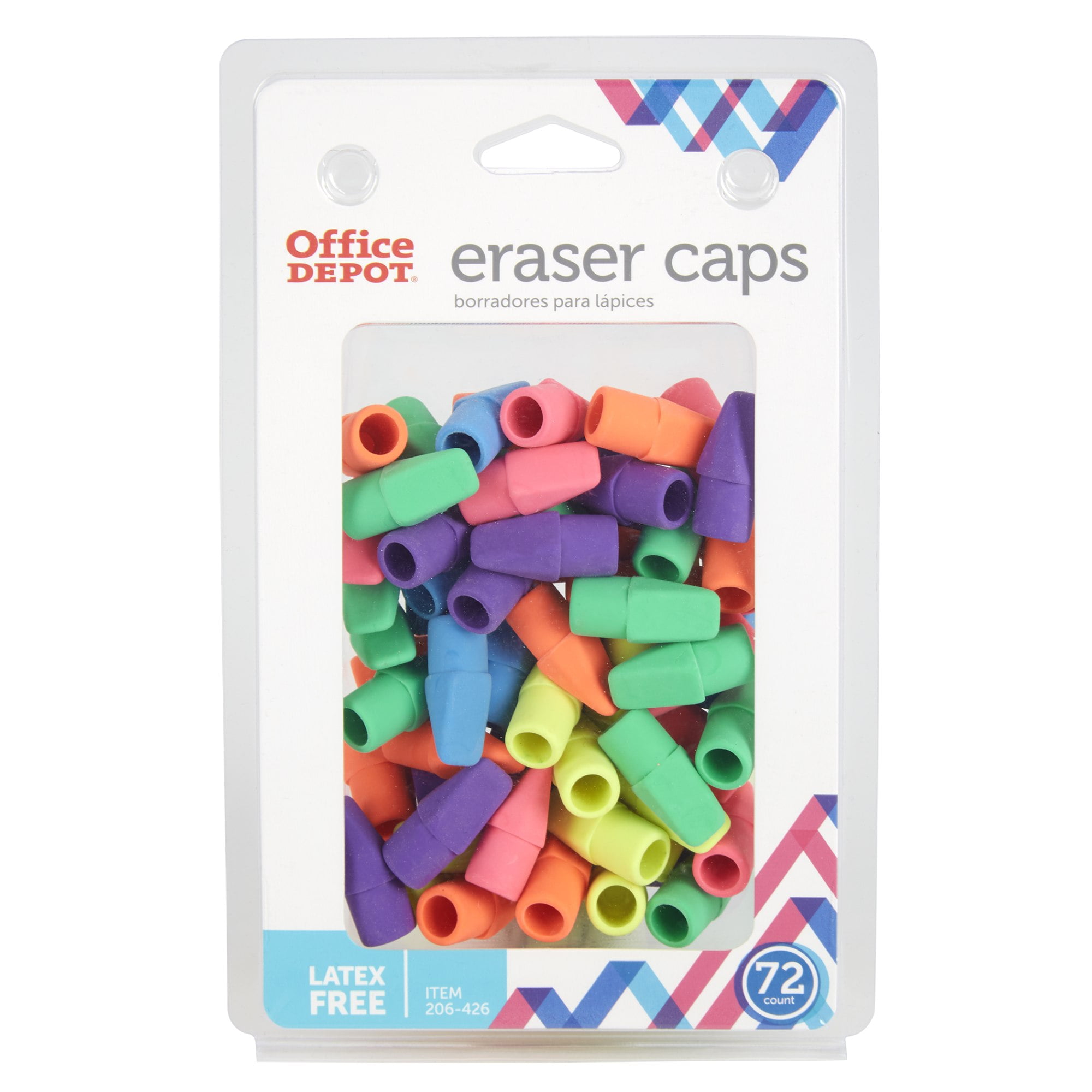 Office Depot Eraser Caps, Assorted Colors, Pack Of 72, 54118