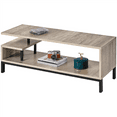 thumbnail image 2 of Yaheetech Free Standing TV Table with Metal Supports and Storage Shelf, Gray, 2 of 9