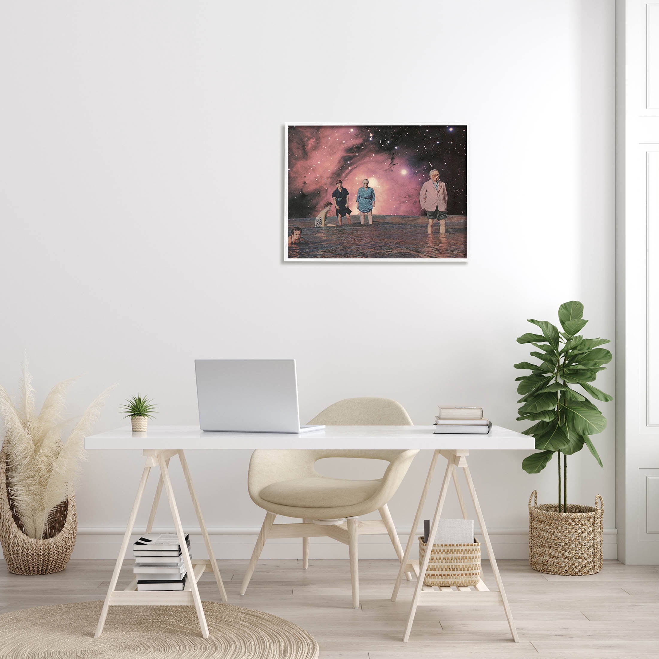 Stupell Industries Surreal Family Vivid Galaxy Planet Graphic Art White Framed Art Print Wall Art, Design by Matheus Lopes Castro