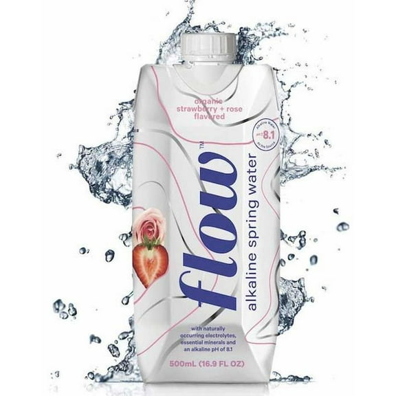 Flow Strawberry Rose Flavored Alkaline Spring Water, 16.9 Fluid Ounce -- 12 per Case.
