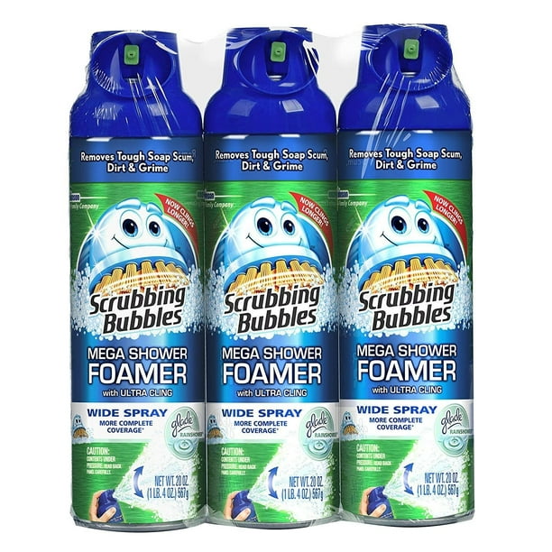 Scrubbing Bubbles Mega Shower Foamer With Ultra Cling Bulk Bathroom Cleaner 20 Ounce (Pack of 3