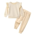 thumbnail image 6 of GYRATEDREAM Toddler Girls 2 Piece Outfits Ruffle Long Sleeve Pullover Sweatshirts and Sweatpants Fall Clothing Sets, 6 of 9