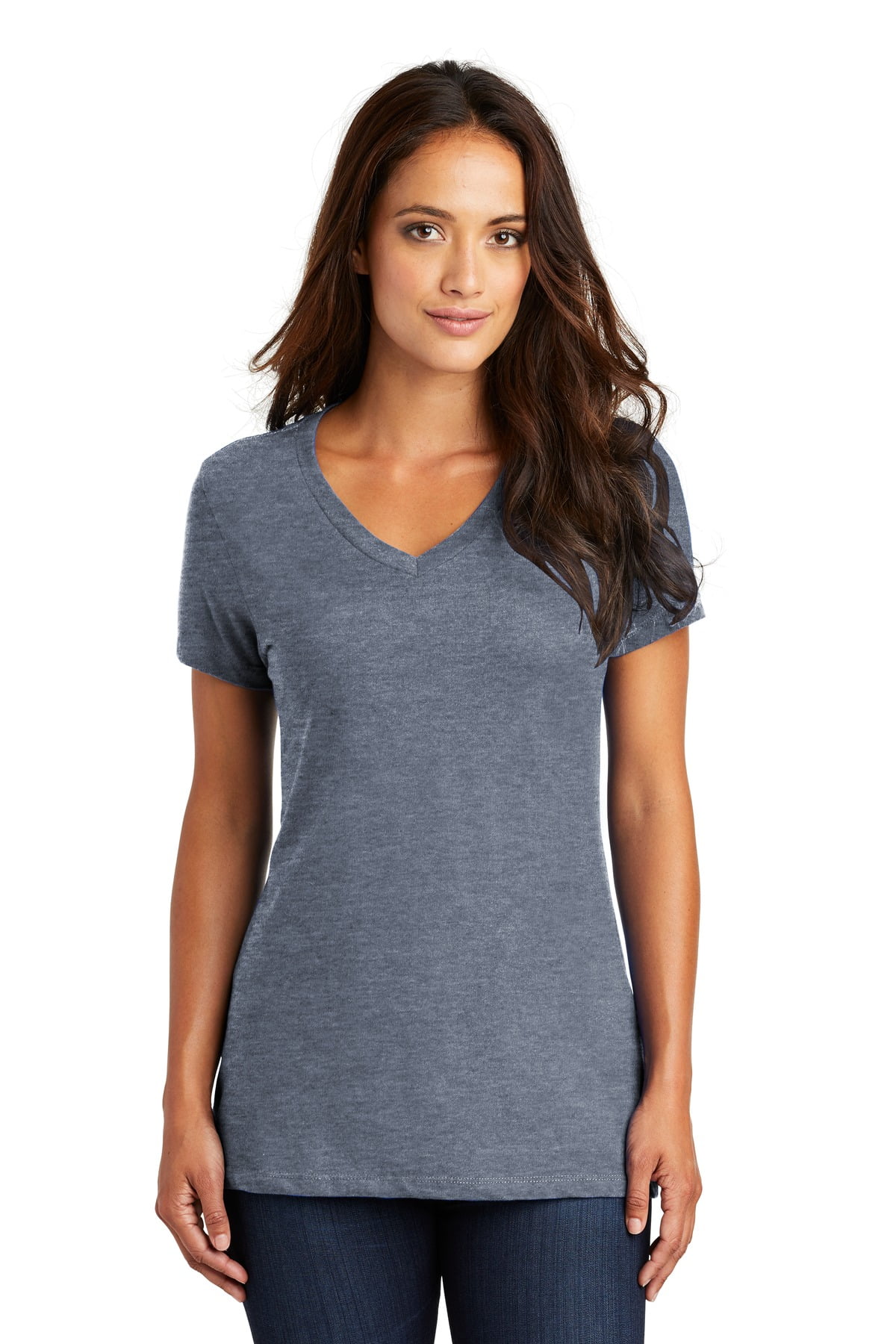 District Women's Perfect Weight VNeck Tee. DM1170L