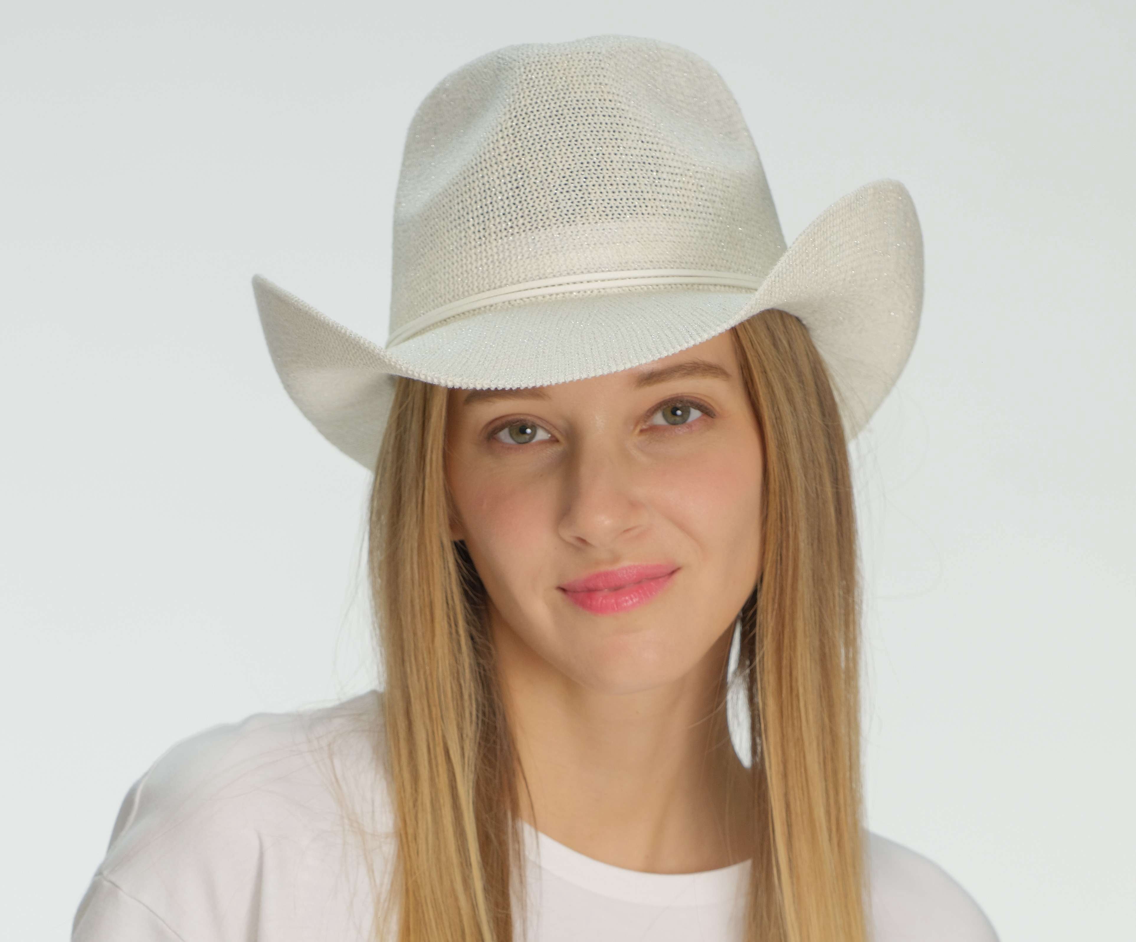 C.C Sparkly Sequin Cowboy Hat with Suede String Trim, Dusty  display picture 1