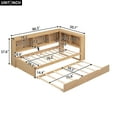 thumbnail image 4 of Euroco Wood Twin Size Daybed with Trundle, Storage Cabinets with Shelves and Charging Station Sofa Bed, Natural, 4 of 15