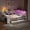 Beige+White, variant on Harper & Bright Designs Full Size Daybed with Trundle, Desk and LED, Wood Captains Bed with Upholstered Headboard, Charging Station and Bookcase Shelves, Beige White