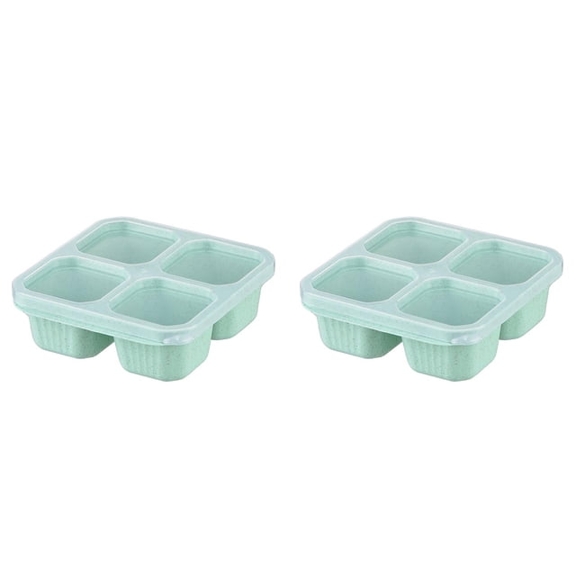 (2-Pack) Rinsvye 1Pc Snack Containers Reusable Three Compartment Food Container Bento Snack Box 4 Compartments Meal Prep Lunch Containers for Kids Adults Divided Food Storage Containers for School W