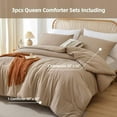 thumbnail image 2 of Queen Comforter Set Taupe Brown, 3pcs(1 Boho Tan Comforter & 2 Pillowcases) All Season Soft Bedding Lightweight Bedspread Blanket Quilt, 2 of 6