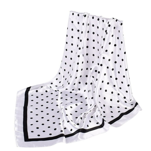 JAHH Women Fashion Polka Dots Print Satin Square Head Scarf Neck Scarves Hair Bandana Neckerchief for Girl Lightweight Hairs Scarves Spring Headband
