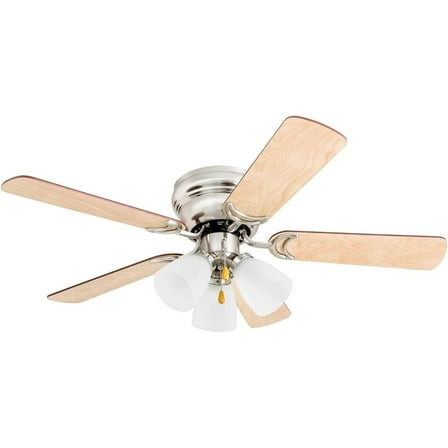 Prominence Home 42" Satin Nickel Bedroom Hugger Ceiling Fan with Lights