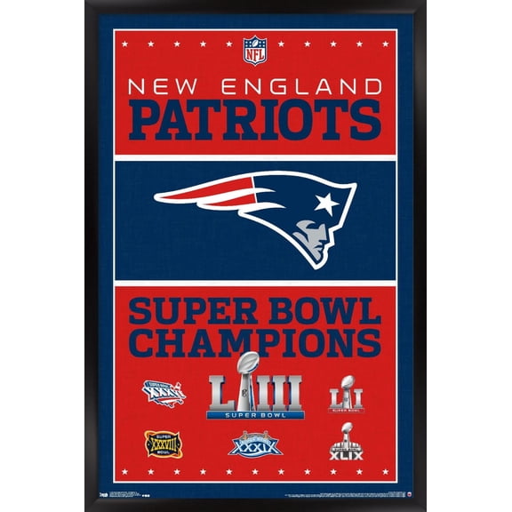 NFL New England Patriots - Champions 19 Wall Poster, 14.725" x 22.375", Framed
