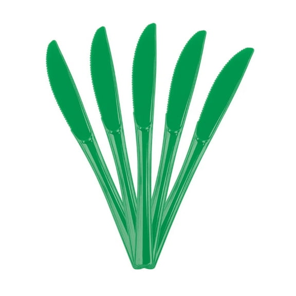 JAM Paper Plastic Knives, Green, 48 Disposable Knives/Pack