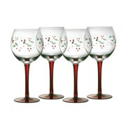 Angle View: Pfaltzgraff Winterberry 13-Ounce Hand Painted Goblet, Set of 4, 13 Ounce, White