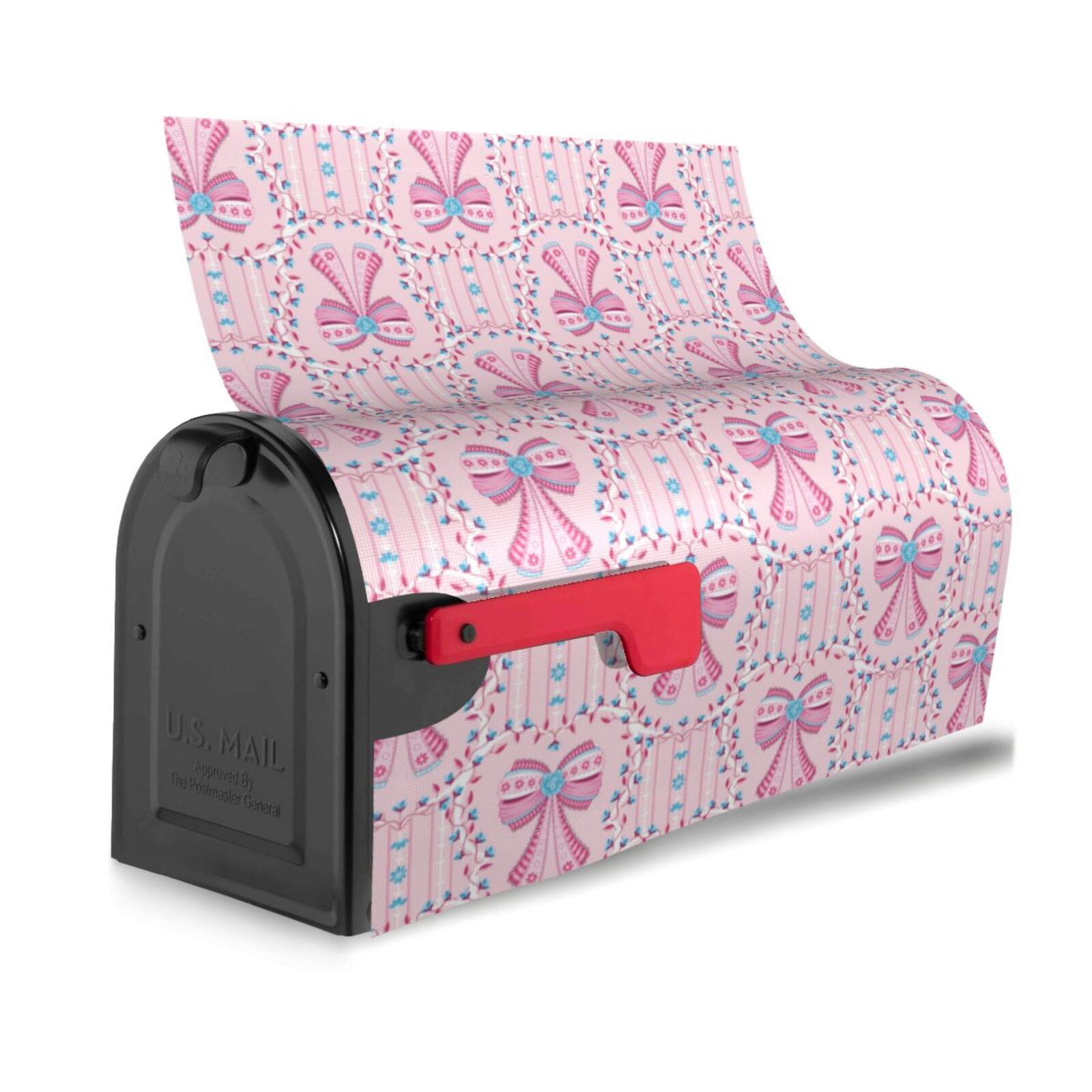 Xecao pink bows for Mailbox Cover with Magnetic Strips, Waterproof and Sunscreen, Adds a Decorative Touch to Your Garden Yard-21x18 in