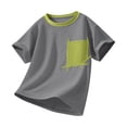 thumbnail image 4 of Teylalorva Girls Cotton T-Shirt with Pocket Crew Neck Short Sleeve Kids Summer Trendy Casual Tee Gray Size 8, 4 of 9