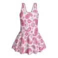 thumbnail image 3 of Tutolipy Girls One Piece Swimsuit with Skirt, Pink Pattern Sleeveless Bathing Suit, Comes with Lining Swim Dress Swimming Costume for Beach Size 5-6 Years, 3 of 6
