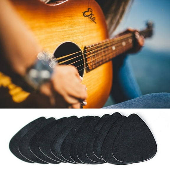Pebbuoy 10Pcs Musical Accessories Black Celluloid 0.5mm Guitar Picks Plectrums
