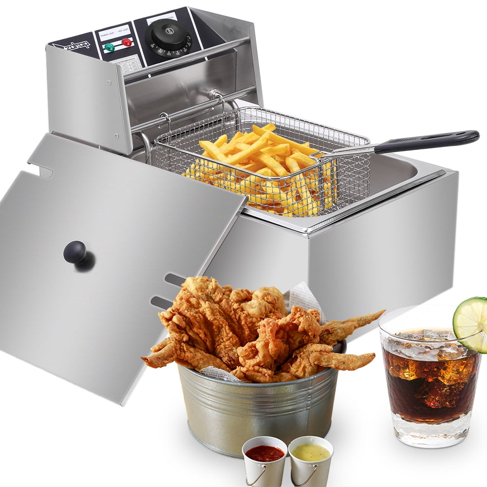 2500W 6L Electric Deep Fryer with Basket&Lid Commercial Restaurant Fryer Machine 