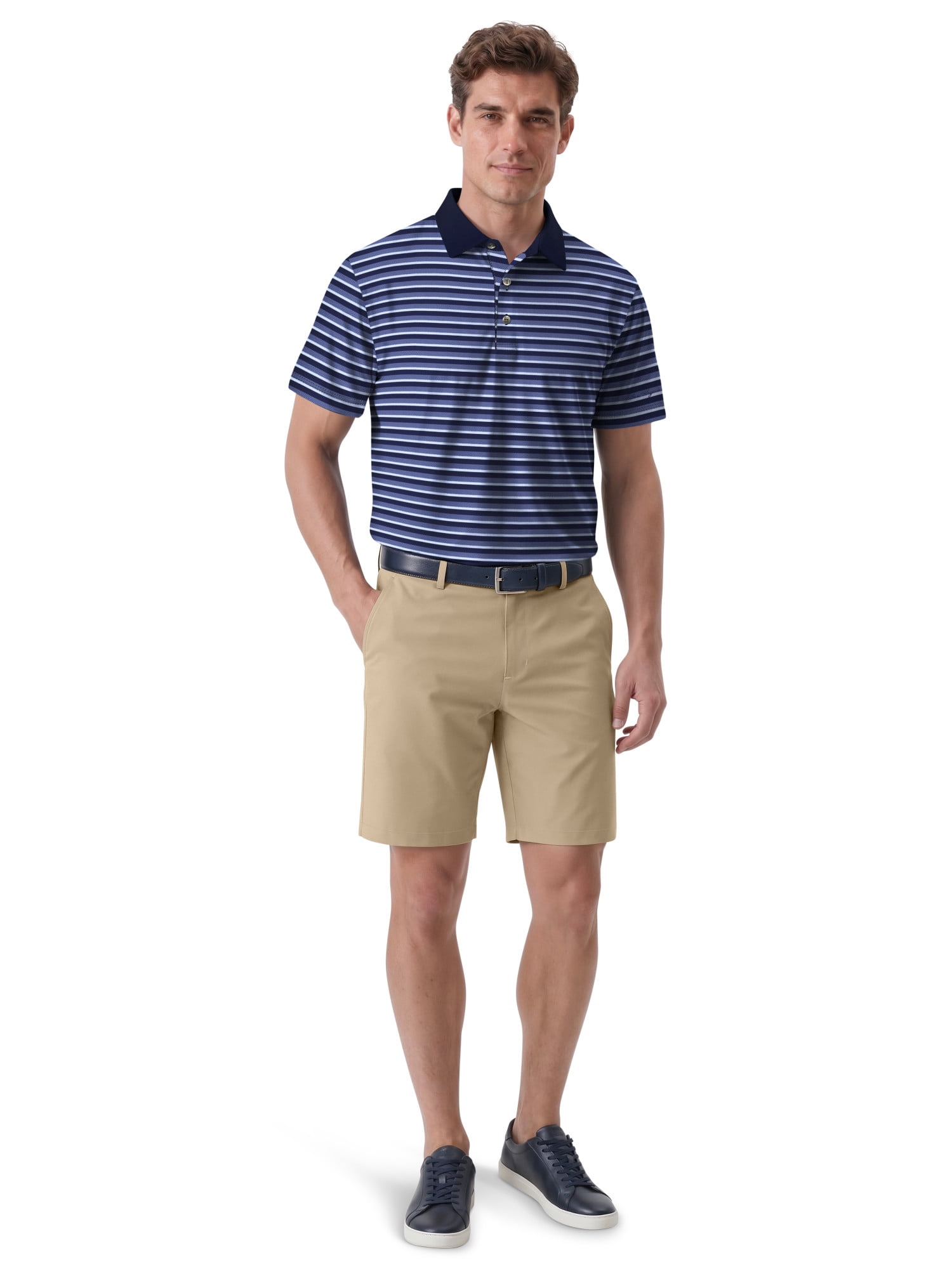 Ben Hogan Performance Men’s & Big Men's Herringbone Stripe Short Sleeve Golf Polo Shirt, Sizes S-4XLT