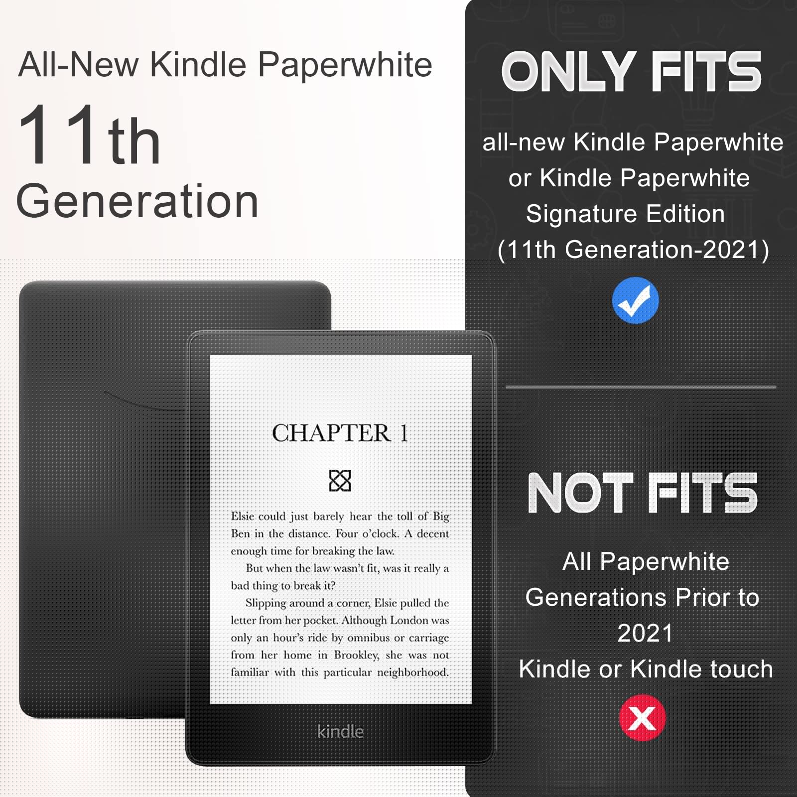 thumbnail image 3 of Funda CoBak para Kindle Paperwhite (piel sintética, 11.ª generación), 3 of 8