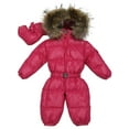 thumbnail image 1 of MAWCLOS Barboteuse Fille à Manches Longues Combinaison à Capuche Combinaison Adorable de Vacances en Molleton Duveteux Justaucorps Rose Rouge 65cm, 1 of 2