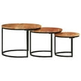 thumbnail image 3 of vidaXL Nesting Table Set of 3 Natural wood and black, 3 of 5