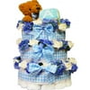 Sweet Baby Diaper Cake Gift Tower with Teddy Bear - Boy Blue