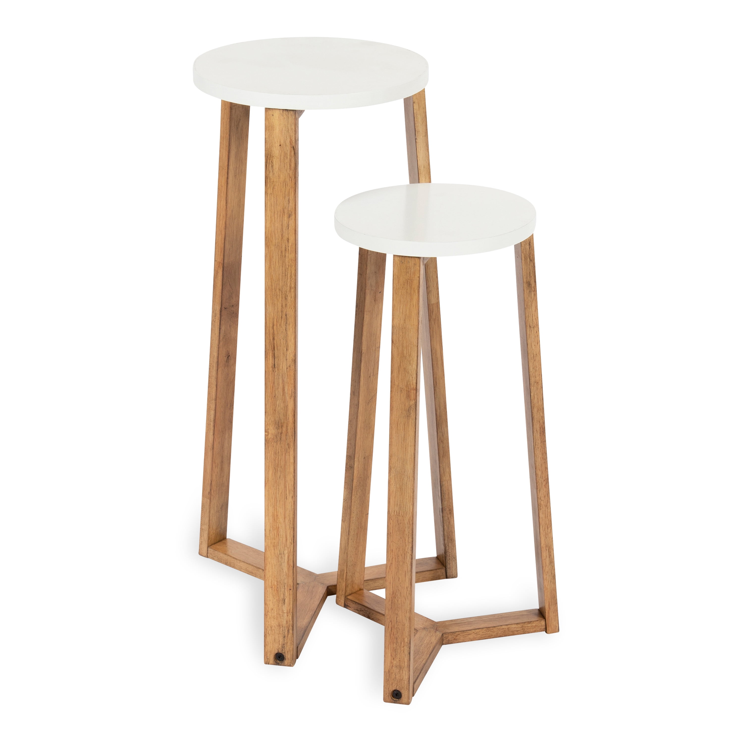 White and Rustic Brown Scandinavian Side Table Set Kate and Laurel Rioux Modern Nesting Tables Set of 2