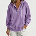thumbnail image 2 of Teylalorva Womens Outerwear Jackets Classic Oversized Hooded Button Drawstring Pocket Pullover Sweatshirt Fall Winter Purple Size S, 2 of 6