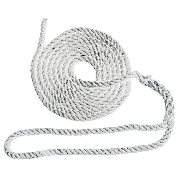 Premium Marine Grade 1/2" x 25' Pre-Spliced Nylon Dock Line, Boat Rope Docking Line with 12" Eye Splice, 3- Strand Twisted Mooring Rope Dockline for Boat Kayak